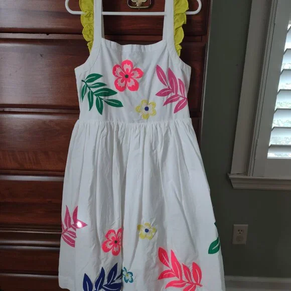 Mini Boden Embellished Frill Sleeve Dress - Picture 1 of 8